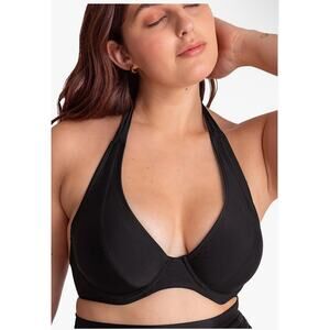 Shapermint Essentials Full Coverage Halter Bikini Black Large
